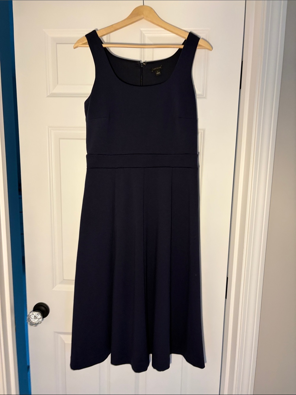Ann Taylor Navy Sleeveless Fit-and-Flare Dress